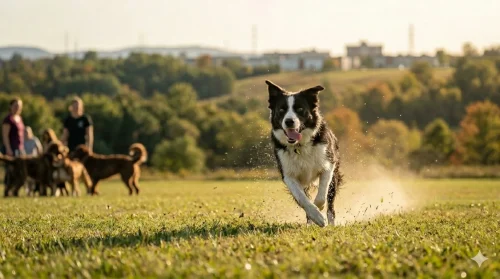 Chien coure vers son maître